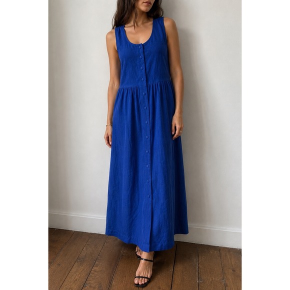 Appleseed's Dresses & Skirts - Appleseed's Royal Blue Corduroy Button Front Maxi Dress Large Cottagecore